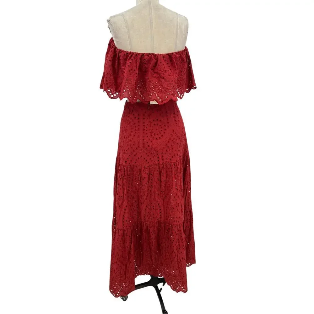 Astra Signature Julie Ruffle Lace Bandeau Tiered Maxi Skirt‎ Set Size 16